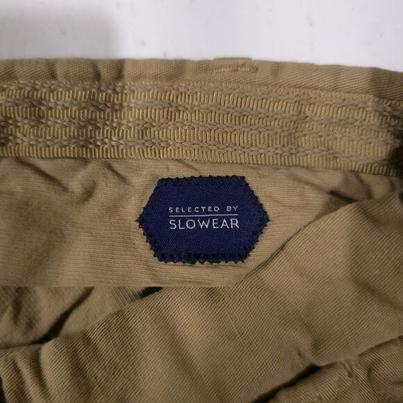 Incotex Slowear Linen Chinolino Pants 33x31 Khaki Flat Front Trousers Comfort - Picture 15 of 16